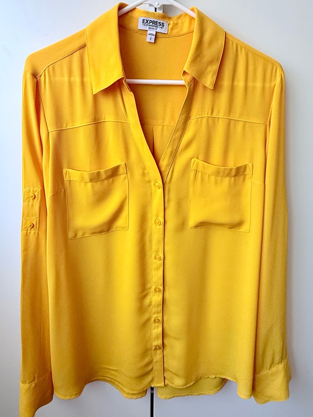 Express Yellow Long-Sleeve Button-Down Shirt